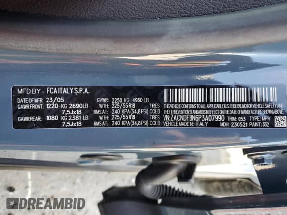 2023 Dodge Hornet GT Plus with VIN ZACNDFBN6P3A07990, listed as a Copart auction lot 48873625 with 13,571 mi miles and Salvage title. Bid and sale history available at DreamBid. Image 15.