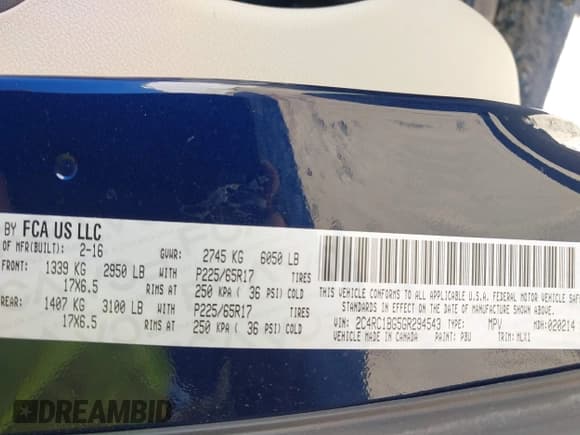✅ 2016 Chrysler Town & Country Touring • VIN: 2C4RC1BG5GR294543 • Lot: 43722704. Wystawiony na IAAI z przebiegiem 137 564 mil. Bezpłatny archiwum sprzedaży aukcyjnych z USA i szczegółowy raport historii pojazdu na DreamBid. Zdjęcie 9.