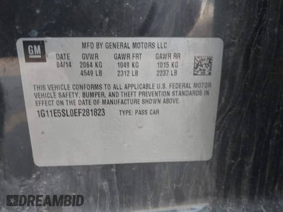 2014 Chevrolet Malibu LT z VIN 1G11E5SL0EF281823, wystawiony jako IAAI lot #42891165 z przebiegiem 138 778 mil mil oraz . Historia ofert i sprzedaży dostępna na DreamBid. Obrazek 9.