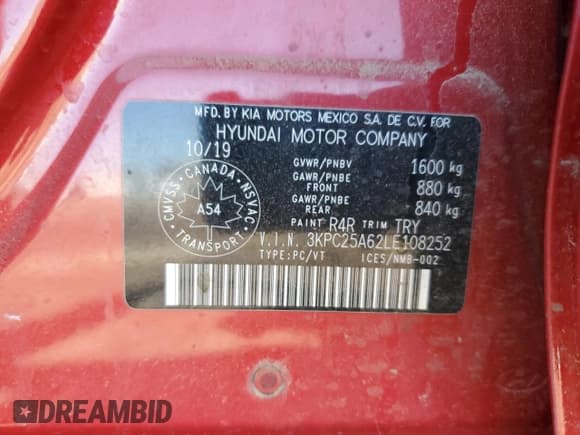 ✅ 2020 Hyundai Accent • VIN: 3KPC25A62LE108252 • Лот: 51178525. Опубликован ранее на Copart с пробегом 193 791 миль. Бесплатный доступ к архиву аукционных продаж из США и подробный отчёт об истории автомобиля на DreamBid. Изображение 12.