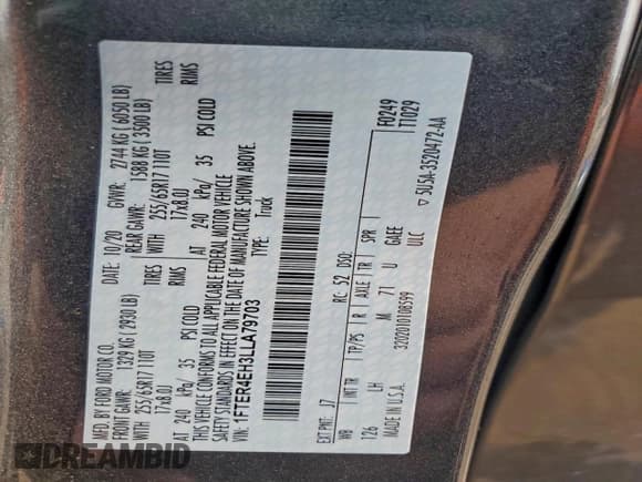 ✅ 2020 Ford Ranger Lariat • VIN: 1FTER4EH3LLA79703 • Лот: 94027455. Опубликован ранее на Copart с пробегом 82 884 миль. Бесплатный доступ к архиву аукционных продаж из США и подробный отчёт об истории автомобиля на DreamBid. Изображение 13.