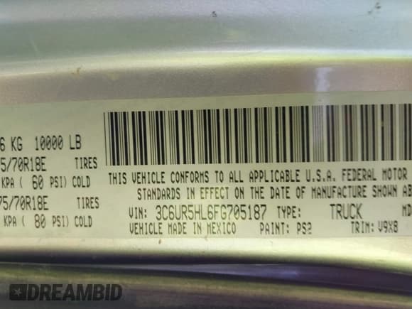 ✅ 2015 Ram 2500 Tradesman • VIN: 3C6UR5HL6FG705187 • Лот: 42900075. Опубликован ранее на IAAI с пробегом Не указан. Бесплатный доступ к архиву аукционных продаж из США и подробный отчёт об истории автомобиля на DreamBid. Изображение 9.