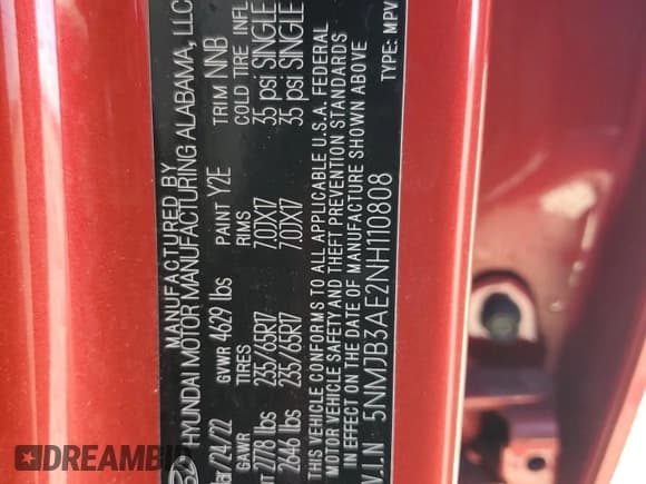 ✅ 2022 Hyundai Tucson SEL • VIN: 5NMJB3AE2NH110808 • Лот: 81931855. Опубликован ранее на Copart с пробегом 29 513 миль. Бесплатный доступ к архиву аукционных продаж из США и подробный отчёт об истории автомобиля на DreamBid. Изображение 12.