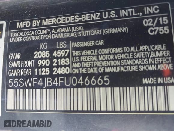 ✅ 2015 Mercedes-Benz C 300 • VIN: 55SWF4JB4FU046665 • Лот: 42940724. Опубликован ранее на IAAI с пробегом 127 801 миль. Бесплатный доступ к архиву аукционных продаж из США и подробный отчёт об истории автомобиля на DreamBid. Изображение 9.