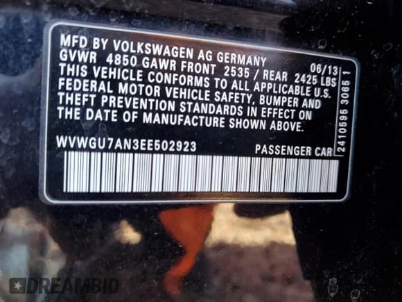 ✅ 2014 Volkswagen CC Executive • VIN: WVWGU7AN3EE502923 • Lot: 87373775. Wystawiony na Copart z przebiegiem 75 396 mil. Bezpłatny archiwum sprzedaży aukcyjnych z USA i szczegółowy raport historii pojazdu na DreamBid. Zdjęcie 13.