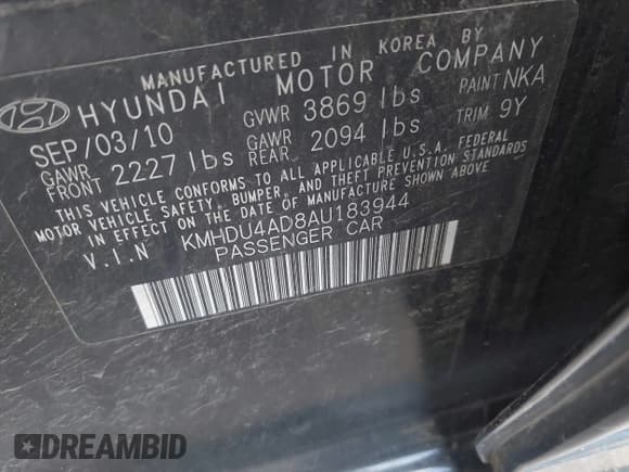 ✅ 2010 Hyundai Elantra GLS • VIN: KMHDU4AD8AU183944 • Лот: 42305787. Опубликован ранее на IAAI с пробегом 74 518 миль. Бесплатный доступ к архиву аукционных продаж из США и подробный отчёт об истории автомобиля на DreamBid. Изображение 9.