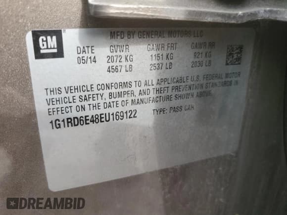 ✅ 2014 Chevrolet Volt • VIN: 1G1RD6E48EU169122 • Lot: 71298884. Wystawiony na Copart z przebiegiem 103 018 mil. Bezpłatny archiwum sprzedaży aukcyjnych z USA i szczegółowy raport historii pojazdu na DreamBid. Zdjęcie 14.