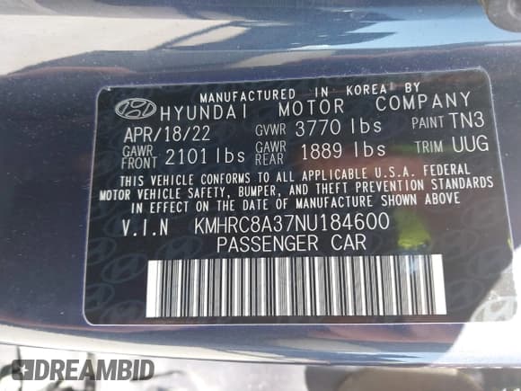 ✅ 2022 Hyundai Venue SEL • VIN: KMHRC8A37NU184600 • Lot: 41821796. Listed on IAAI with 42,443 mi. Free auction sales archive from the USA and detailed vehicle history report at DreamBid. Image 9.