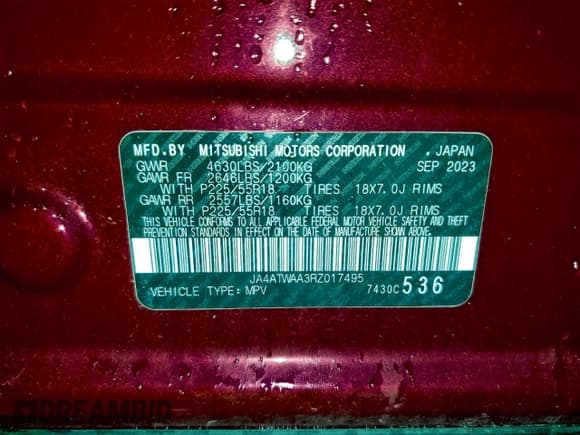 ✅ 2024 Mitsubishi Eclipse Cross SE • VIN: JA4ATWAA3RZ017495 • Lot: 94580335. Wystawiony na Copart z przebiegiem 50 611 mil. Bezpłatny archiwum sprzedaży aukcyjnych z USA i szczegółowy raport historii pojazdu na DreamBid. Zdjęcie 13.
