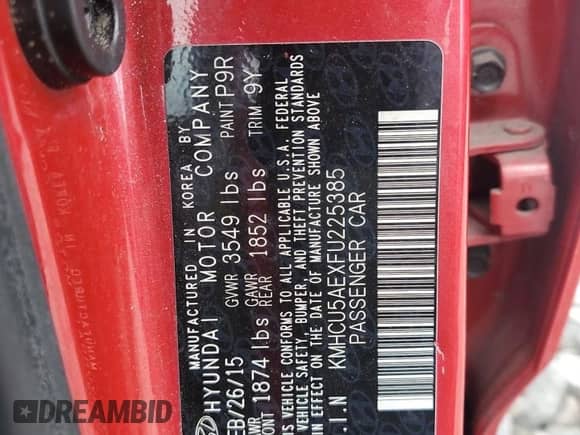 ✅ 2015 Hyundai Accent Sport • VIN: KMHCU5AEXFU225385 • Лот: 67899755. Опубликован ранее на Copart с пробегом 107 389 миль. Бесплатный доступ к архиву аукционных продаж из США и подробный отчёт об истории автомобиля на DreamBid. Изображение 12.