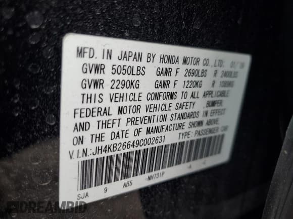 ✅ 2009 Acura RL Technology • VIN: JH4KB26649C002631 • Lot: 93311775. Wystawiony na Copart z przebiegiem 116 502 mil. Bezpłatny archiwum sprzedaży aukcyjnych z USA i szczegółowy raport historii pojazdu na DreamBid. Zdjęcie 12.