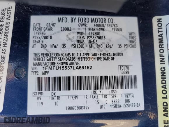 ✅ 2007 Ford Expedition XLT • VIN: 1FMFU15537LA66152 • Lot: 89740215. Listed on Copart with 168,472 mi. Free auction sales archive from the USA and detailed vehicle history report at DreamBid. Image 13.