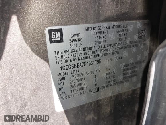 ✅ 2016 Chevrolet Colorado 2WD WT • VIN: 1GCGSBEA7G1331796 • Lot: 41472646. Listed on IAAI with 66,255 mi. Free auction sales archive from the USA and detailed vehicle history report at DreamBid. Image 9.