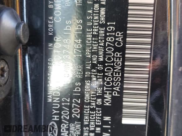 ✅ 2012 Hyundai Veloster w/Gray Int • VIN: KMHTC6AD1CU078191 • Lot: 90092585. Wystawiony na Copart z przebiegiem 121 194 mil. Bezpłatny archiwum sprzedaży aukcyjnych z USA i szczegółowy raport historii pojazdu na DreamBid. Zdjęcie 12.