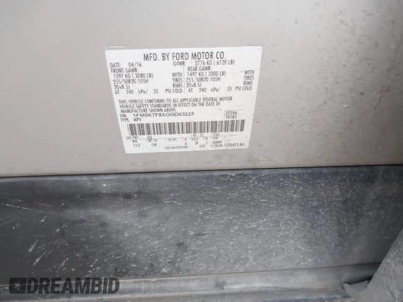 ✅ 2016 Ford Explorer Limited • VIN: 1FM5K7F8XGGD03225 • Lot: 42282703. Wystawiony na IAAI z przebiegiem 121 637 mil. Bezpłatny archiwum sprzedaży aukcyjnych z USA i szczegółowy raport historii pojazdu na DreamBid. Zdjęcie 9.