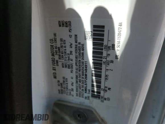 ✅ 2021 Ford Transit Connect XLT • VIN: NM0LS7F26M1484911 • Lot: 54908885. Listed on Copart with 111,621 mi. Free auction sales archive from the USA and detailed vehicle history report at DreamBid. Image 14.