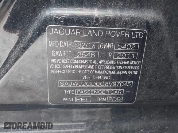 ✅ 2016 Jaguar XJ Portfolio • VIN: SAJWJ2GD0G8V97045 • Lot: 42410272. Listed on IAAI with 101,116 mi. Free auction sales archive from the USA and detailed vehicle history report at DreamBid. Image 9.