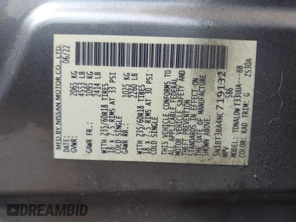 ✅ 2022 Nissan Rogue SV • VIN: 5N1BT3BA4NC719132 • Lot: 43086403. Wystawiony na IAAI z przebiegiem 86 536 mil. Bezpłatny archiwum sprzedaży aukcyjnych z USA i szczegółowy raport historii pojazdu na DreamBid. Zdjęcie 9.