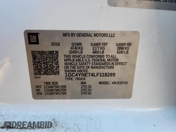 ✅ 2020 Chevrolet Silverado 2500HD LT • VIN: 1GC4YNE74LF118289 • Lot: 85563535. Listed on Copart with 119,031 mi. Free auction sales archive from the USA and detailed vehicle history report at DreamBid. Image 12.