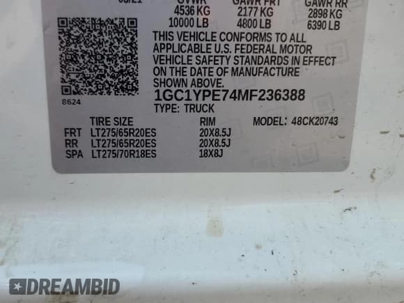 ✅ 2021 Chevrolet Silverado 2500HD LTZ • VIN: 1GC1YPE74MF236388 • Lot: 68639035. Wystawiony na Copart z przebiegiem 50 823 mil. Bezpłatny archiwum sprzedaży aukcyjnych z USA i szczegółowy raport historii pojazdu na DreamBid. Zdjęcie 12.