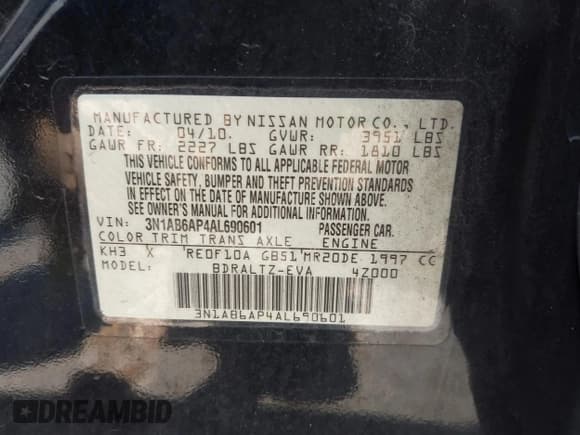 ✅ 2010 Nissan Sentra SR • VIN: 3N1AB6AP4AL690601 • Lot: 43002369. Wystawiony na IAAI z przebiegiem 109 401 mil. Bezpłatny archiwum sprzedaży aukcyjnych z USA i szczegółowy raport historii pojazdu na DreamBid. Zdjęcie 9.