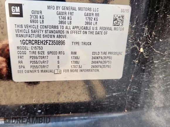 ✅ 2015 Chevrolet Silverado 1500 LT • VIN: 1GCRCREH2FZ350896 • Лот: 84288635. Опубликован ранее на Copart с пробегом 130 069 миль. Бесплатный доступ к архиву аукционных продаж из США и подробный отчёт об истории автомобиля на DreamBid. Изображение 12.