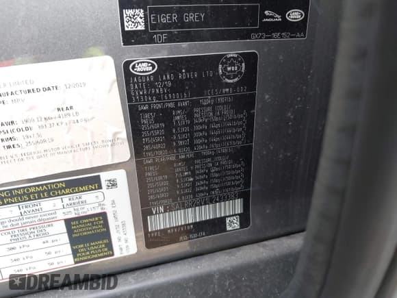 ✅ 2020 Land Rover Discovery HSE • VIN: SALRR2RV1L2433383 • Lot: 43087794. Wystawiony na IAAI z przebiegiem 47 409 mil. Bezpłatny archiwum sprzedaży aukcyjnych z USA i szczegółowy raport historii pojazdu na DreamBid. Zdjęcie 9.