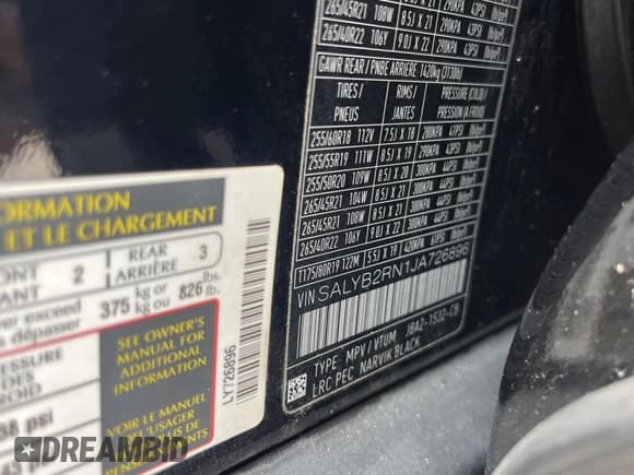 ✅ 2018 Land Rover Range Rover Velar S • VIN: SALYB2RN1JA726896 • Lot: 58622365. Listed on Copart with 174,307 mi. Free auction sales archive from the USA and detailed vehicle history report at DreamBid. Image 10.