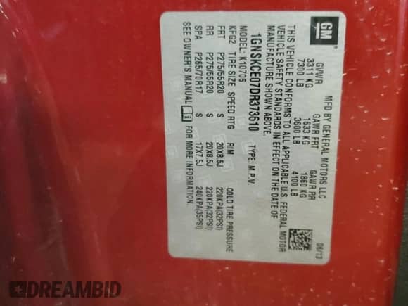 2013 Chevrolet Tahoe LTZ z VIN 1GNSKCE07DR373610, wystawiony jako Copart lot #67510235 z przebiegiem 157 323 mil mil oraz Czysty tytuł • Clean title. Historia ofert i sprzedaży dostępna na DreamBid. Obrazek 13.