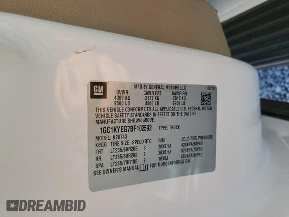 ✅ 2011 Chevrolet Silverado 2500HD LTZ • VIN: 1GC1KYEG7BF102592 • Lot: 89532495. Listed on Copart with 160,428 mi. Free auction sales archive from the USA and detailed vehicle history report at DreamBid. Image 12.