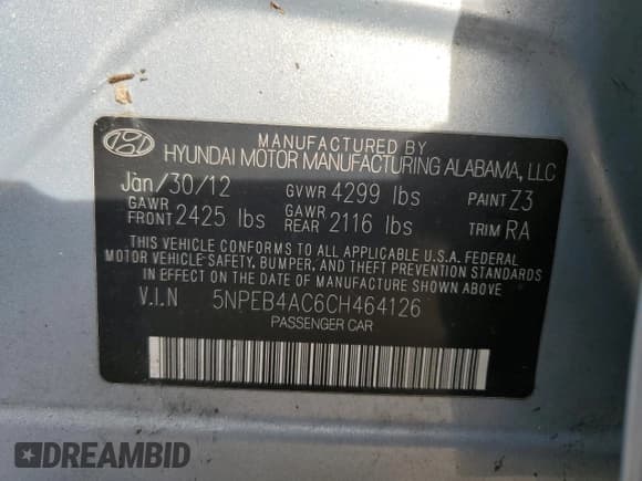 ✅ 2012 Hyundai Sonata GLS • VIN: 5NPEB4AC6CH464126 • Lot: 76027754. Wystawiony na Copart z przebiegiem Nie podano. Bezpłatny archiwum sprzedaży aukcyjnych z USA i szczegółowy raport historii pojazdu na DreamBid. Zdjęcie 13.