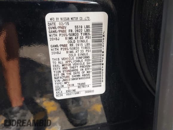 ✅ 2015 Infiniti QX70 • VIN: JN8CS1MW9FM483358 • Lot: 42194570. Wystawiony na IAAI z przebiegiem 86 168 mil. Bezpłatny archiwum sprzedaży aukcyjnych z USA i szczegółowy raport historii pojazdu na DreamBid. Zdjęcie 9.