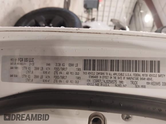 ✅ 2018 Ram 1500 Big Horn • VIN: 1C6RR7LT4JS250575 • Lot: 41394927. Listed on IAAI with 131,487 mi. Free auction sales archive from the USA and detailed vehicle history report at DreamBid. Image 9.