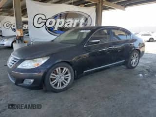 2009 Hyundai Genesis with VIN KMHGC46F49U047414, listed as a Copart auction lot 65428205 with 214,057 mi miles and Salvage title. Bid and sale history available at DreamBid. Image 1.
