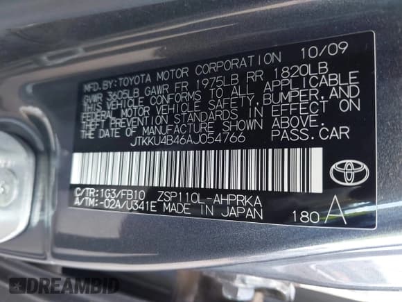 ✅ 2010 Scion xD • VIN: JTKKU4B46AJ054766 • Лот: 42441533. Опубликован ранее на IAAI с пробегом 85 812 миль. Бесплатный доступ к архиву аукционных продаж из США и подробный отчёт об истории автомобиля на DreamBid. Изображение 9.