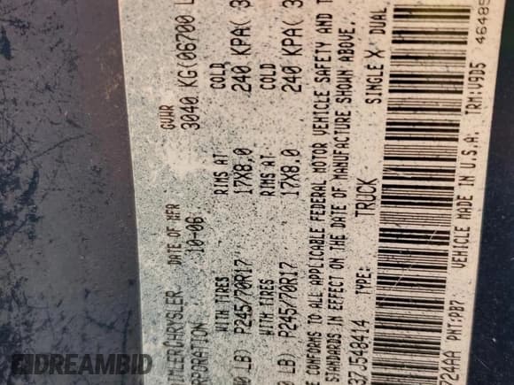 ✅ 2007 Dodge 1500 SLT • VIN: 1D7HA18N37J548414 • Лот: 76904424. Опубликован ранее на Copart с пробегом 196 926 миль. Бесплатный доступ к архиву аукционных продаж из США и подробный отчёт об истории автомобиля на DreamBid. Изображение 12.