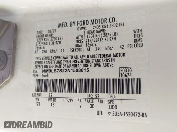 ✅ 2022 Ford Transit Connect XL • VIN: NM0LS7S22N1508015 • Лот: 42020193. Опубликован ранее на IAAI с пробегом 115 565 миль. Бесплатный доступ к архиву аукционных продаж из США и подробный отчёт об истории автомобиля на DreamBid. Изображение 9.