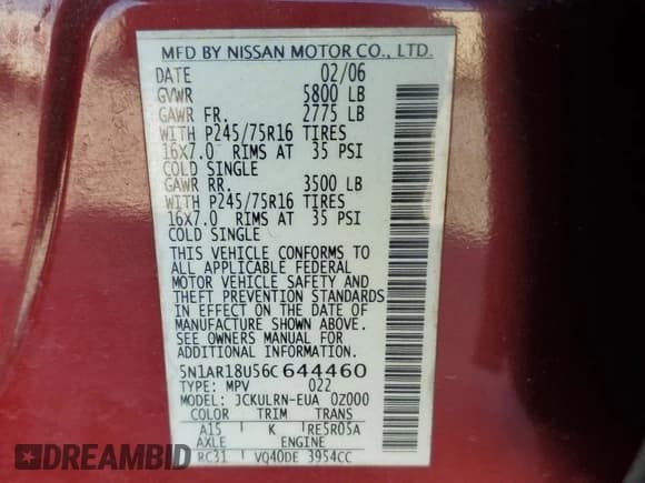 ✅ 2006 Nissan Pathfinder S • VIN: 5N1AR18U56C644460 • Лот: 91135985. Опубликован ранее на Copart с пробегом 212 436 миль. Бесплатный доступ к архиву аукционных продаж из США и подробный отчёт об истории автомобиля на DreamBid. Изображение 13.