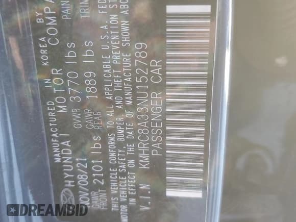 ✅ 2022 Hyundai Venue Limited • VIN: KMHRC8A33NU152789 • Лот: 86666145. Опубликован ранее на Copart с пробегом 52 828 миль. Бесплатный доступ к архиву аукционных продаж из США и подробный отчёт об истории автомобиля на DreamBid. Изображение 14.