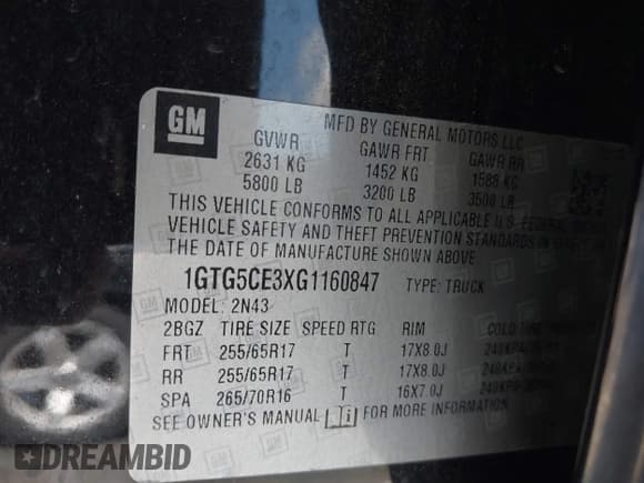 ✅ 2016 GMC Canyon 2WD SLE • VIN: 1GTG5CE3XG1160847 • Lot: 43287308. Listed on IAAI with 141,323 mi. Free auction sales archive from the USA and detailed vehicle history report at DreamBid. Image 9.