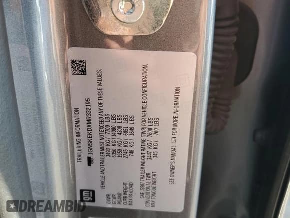 ✅ 2021 Chevrolet Suburban RST • VIN: 1GNSKEKDXMR332195 • Lot: 89826975. Listed on Copart with 29,026 mi. Free auction sales archive from the USA and detailed vehicle history report at DreamBid. Image 14.