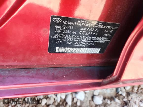 ✅ 2015 Hyundai Sonata SE • VIN: 5NPE24AF2FH072288 • Lot: 90592045. Listed on Copart with 159,865 mi. Free auction sales archive from the USA and detailed vehicle history report at DreamBid. Image 12.