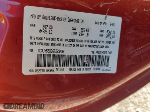 ✅ 2006 Chrysler PT Cruiser Touring • VIN: 3C3JY55X66T229489 • Lot: 72686384. Wystawiony na Copart z przebiegiem 84 710 mil. Bezpłatny archiwum sprzedaży aukcyjnych z USA i szczegółowy raport historii pojazdu na DreamBid. Zdjęcie 12.