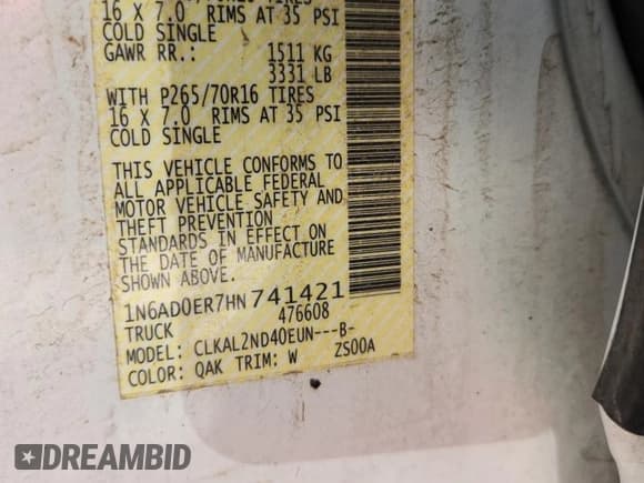 ✅ 2017 Nissan Frontier SV • VIN: 1N6AD0ER7HN741421 • Lot: 81498835. Listed on Copart with Not provided. Free auction sales archive from the USA and detailed vehicle history report at DreamBid. Image 12.