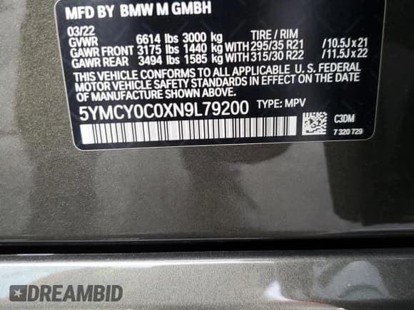 ✅ 2022 BMW X6 M • VIN: 5YMCY0C0XN9L79200 • Lot: 81968175. Wystawiony na Copart z przebiegiem 20 059 mil. Bezpłatny archiwum sprzedaży aukcyjnych z USA i szczegółowy raport historii pojazdu na DreamBid. Zdjęcie 13.