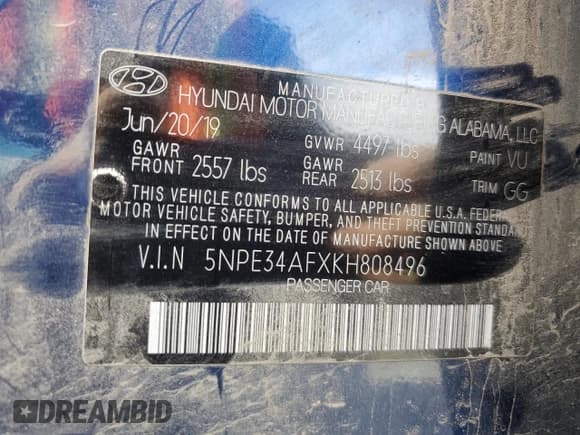 ✅ 2019 Hyundai Sonata SEL • VIN: 5NPE34AFXKH808496 • Lot: 36278003. Listed on Copart with 79,284 mi. Free auction sales archive from the USA and detailed vehicle history report at DreamBid. Image 15.