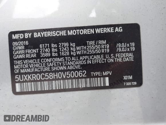 ✅ 2017 BMW X5 xDrive35i • VIN: 5UXKR0C58H0V50062 • Lot: 43511489. Listed on IAAI with 78,105 mi. Free auction sales archive from the USA and detailed vehicle history report at DreamBid. Image 9.