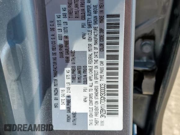 ✅ 2016 Mazda 3 i Grand Touring • VIN: 3MZBM1X70GM300003 • Lot: 71628205. Wystawiony na Copart z przebiegiem 67 727 mil. Bezpłatny archiwum sprzedaży aukcyjnych z USA i szczegółowy raport historii pojazdu na DreamBid. Zdjęcie 13.