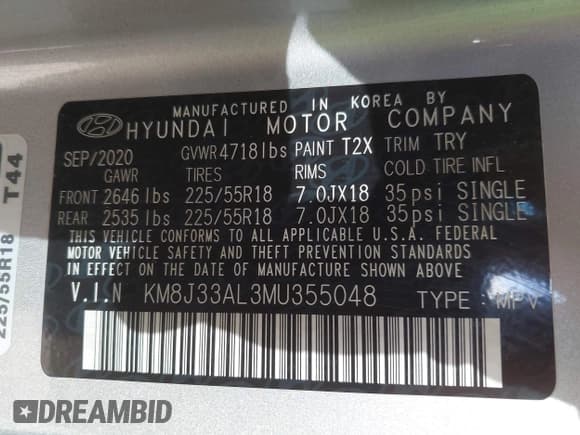 ✅ 2021 Hyundai Tucson Sport • VIN: KM8J33AL3MU355048 • Lot: 43625578. Listed on IAAI with 67,034 mi. Free auction sales archive from the USA and detailed vehicle history report at DreamBid. Image 9.