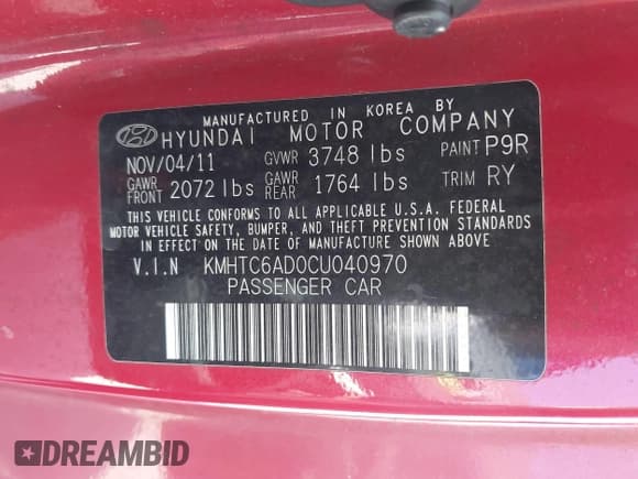 ✅ 2012 Hyundai Veloster w/Gray Int • VIN: KMHTC6AD0CU040970 • Lot: 42174672. Wystawiony na IAAI z przebiegiem 142 310 mil. Bezpłatny archiwum sprzedaży aukcyjnych z USA i szczegółowy raport historii pojazdu na DreamBid. Zdjęcie 9.